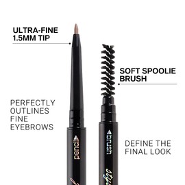 QIAWES 2 count (Pack of 2) Professional Makeup Micro Brow Pencil, Ultra-Fine Eyebrow Pen, Dual Ended with Mechanical Brow Pencil and Spoolie Brush, (Blonde)