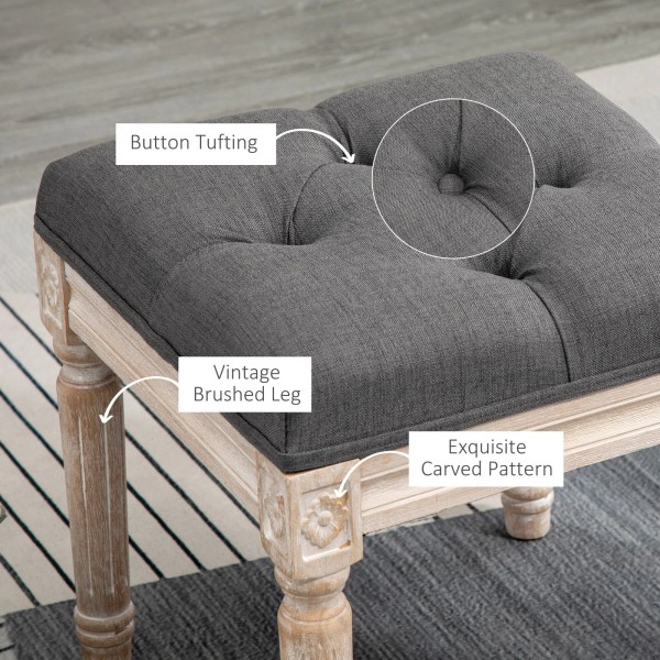 HOMCOM 15.75" Vintage Ottoman, Tufted Foot Stool with