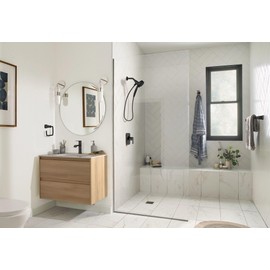 Moen Moen Genta LX Matte Black Pressure-Balancing Modern Shower Trim, Bathroom Shower Lever Handle with Escutcheon, (Posi-Temp Valve Required), T2471BL