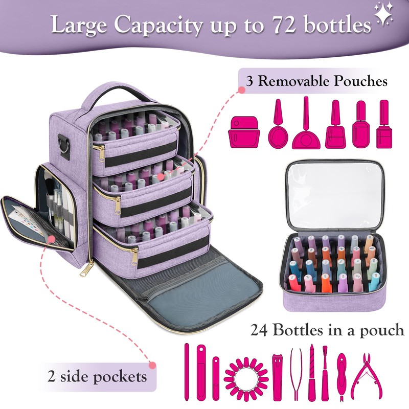 YOREPEK Large Nail Polish Organizer Holds 72 Bottles (15ml -