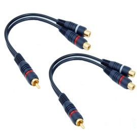 RCA Male to 2RCA Female Video Audio Y Type RCA Audio Cable for Video Audio Video RCA Plug Speaker Amplifier Subwoofer and More