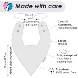 Lovjoy Large Bandana Bibs for Children 4+ Years/Special Needs Bibs/Suitable for Children, Teens and Adults/Adjustable Neck Size (Set 07)