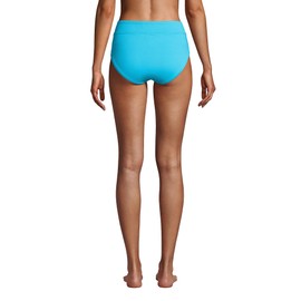 Lands' End Womens Chlorine Resistant High Waisted Bikini Bottoms Turquoise Regular 2