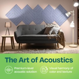Ekkogo Acoustic Panels 12-Pack Soundproof Wall Panels 12"x12"x0.4" Decorative Sound Dampening for your Home, Office, Studio, Bedroom & More with Unique ModuArc Carving [Dusky Gray]