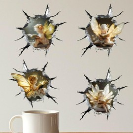 SUPERDANT 3D Elf Wall Stickers Wall Decor Elf Book 3D Break Wall Decals 3D Elf Reading Peel and Stick Nyrsery Wall Stickers Vinyl Decor for Kids Room Bedroom Playroom Wall Decor