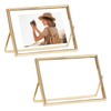Odowalker 2 Pcs Gold Floating Picture Glass Photo Frame, Glass