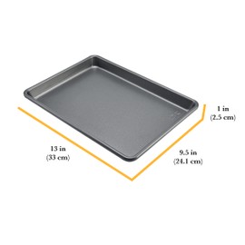 Chicago Metallic Commercial II Non-Stick Small Cookie/Baking Sheet. Perfect for making jelly rolls, cookies, pastries, one-pan meals, and more,12.25 by 8.75, Gray