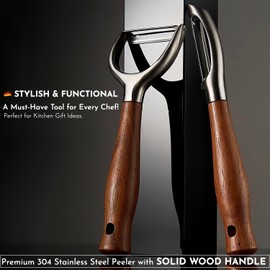 Peeler for Vegetable, Fruit, Apple, Carrot, Potatoes | I-Shaped Premium Solid Rosewood Handle 304 Stainless Steel Peeler | Kitchen Gifts