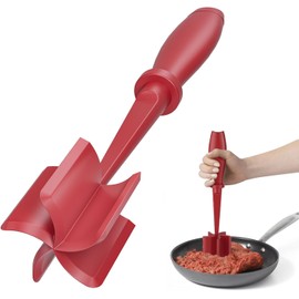 Meat Chopper for Hamburger, Premium Heat Resistant Masher and Smasher for Ground Beef, Ground Turkey and More, Nylon Ground Beef Chopper Tool and Meat Fork, Non Stick Mix Chopper (red (color))