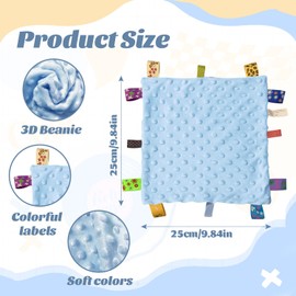 RUGBOL Taggy Blanket, Baby Taggy Comforter Tag Blanket Baby Comforter Toy Taggies for Babies for Newborn Boys (Blue)