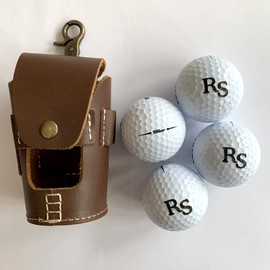 Ledertasche für Golfball mit Gravur Initialen für Golfspieler/in Lasergravur Dein Text personalisiert Golfsport Wunschtext Personalisieren inklusive 4 Wilson Ultra Golfbälle