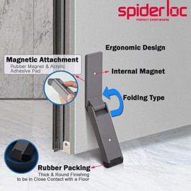 Stylish Adhesive Magnet Folding Door Stopper Holder Kick Flip Down with Acrylic Pad - No Drilling, No Holes, Strong Fixation, Easy Self-Install Support, High Bearing Capacity, Clean Design
