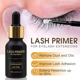 Miuffue Lash Primer for Eyelash Extensions, Pre-Treatment for Eyelash Extensions, Remove Oils & Proteins, Increase Adhesive Bonding Power Retention, Professional Use,0.5fl. oz (15ml)