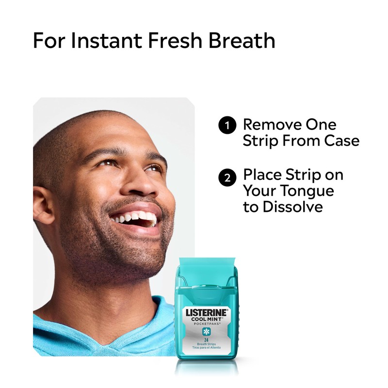 Listerine PocketPaks Cool Mint Breath Strips, Portable Pocket-Sized Oral Care