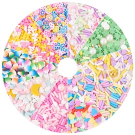 Spritewelry Polymer Clay Slices Nail Art Slices Slime Charms 3D Flatback No-Hole Slices Phone Charms for Nail Art Fashion Cellphone Decoration (Colorful-60G)