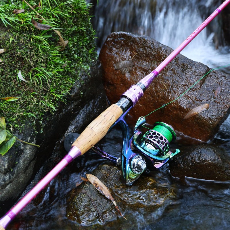 Sougayilang Spinning Rod Reel Combos,Colorful Two Pieces Spinning Pole with