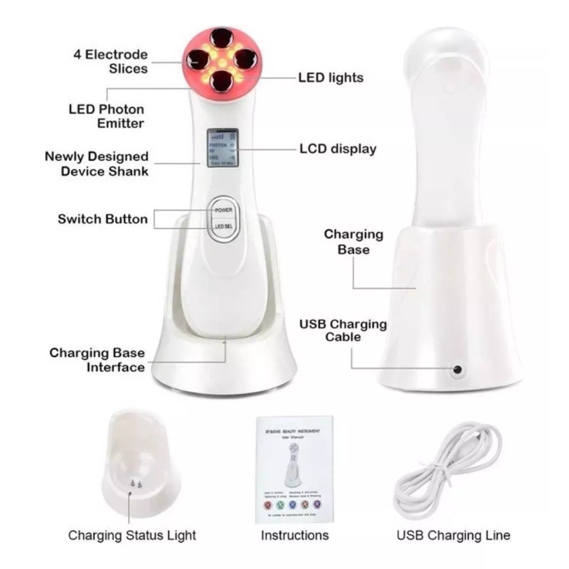 N/A Electroporador Rf Sonic Ems+ Skin Scrubber Ultrasonic Iones