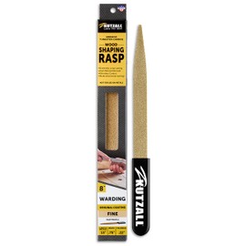 Kutzall Original 8" Warding Hand Rasp - Fine, Wood Rasp/File Used for Woodworking & Shaping, W/Ergonomic Soft Grip Handle, Abrasive Tungsten Carbide Coating - 13" (330.2mm) Overall Length - WD8170