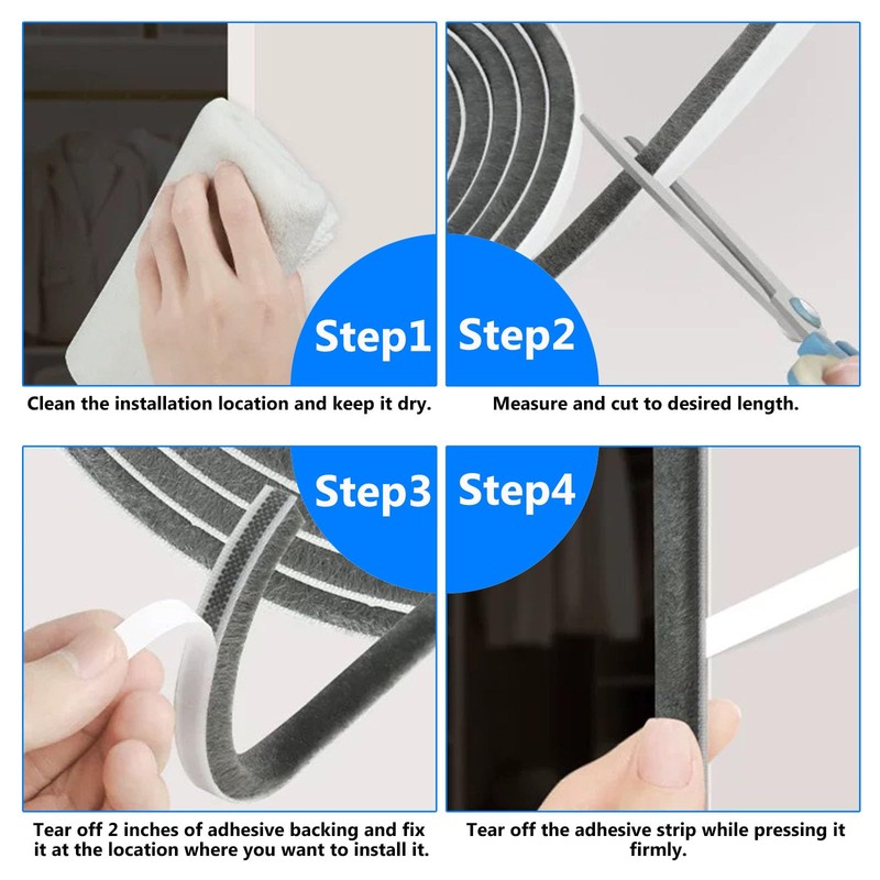 Brush Weather Stripping,Seal-Effective Weather Stripping for Doors & Windows,Insulation Strip
