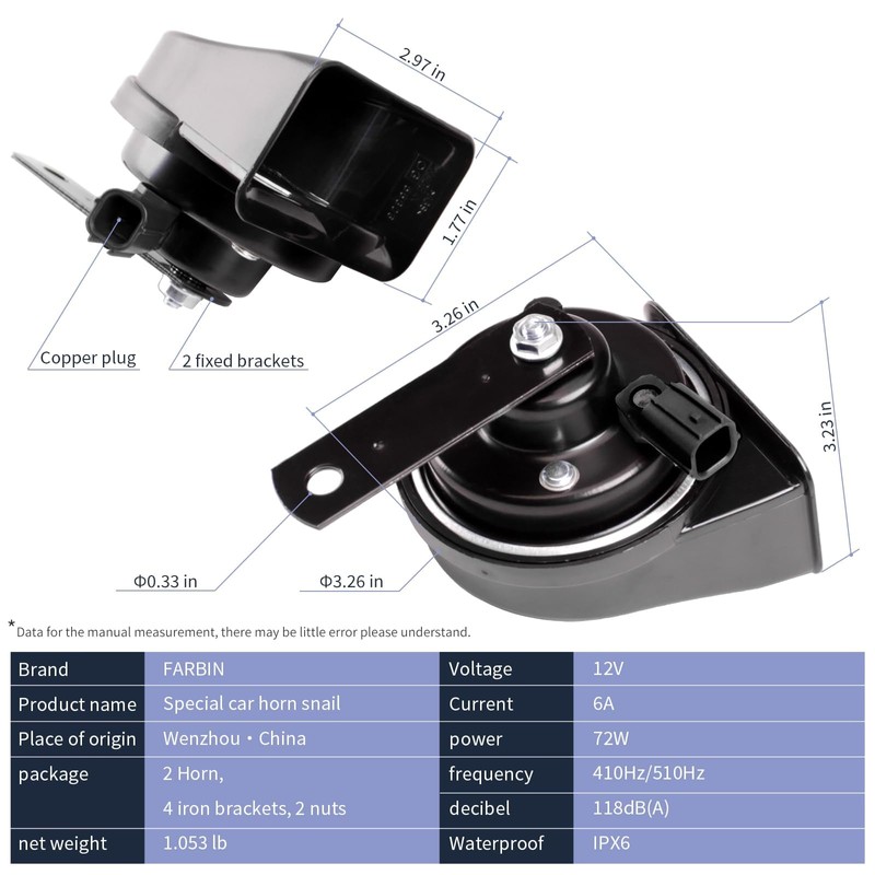 FARBIN Car Horns Compatible with Honda (before 17 year) 12V
