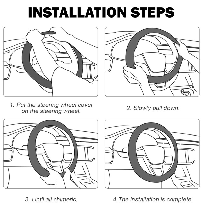 Getaway Car Leather Steering Wheel Cover - 15-inch Universal Microfiber-