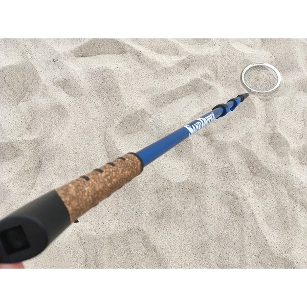 Sand Dipper Full Size Beach Scoop Shovel & Sifter Tool for Beachcombing – Adjustable Sea Glass, Shell, Shark Tooth Sifter for the Beach – Can Be Used as a Walking or Hiking Stick Too – 6”Basket (blue)