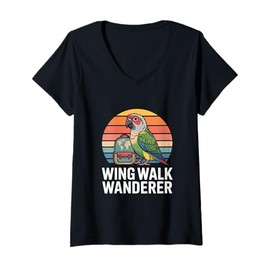 Womens Green Cheek Conure Mom Parrot Vintage Retro Travel V-Neck T-Shirt