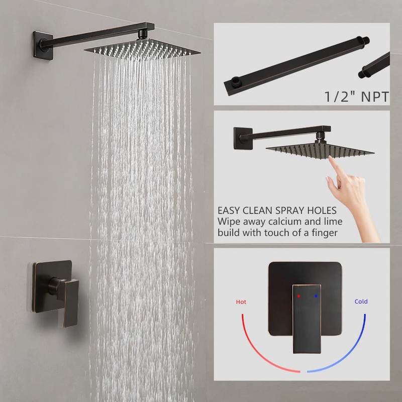 Heable Oil Rubbed Bronze Shower Faucet Set, Single Function Shower