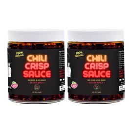 SAUCE UP 100% Natural Artisan Chili-Crisp 6oz- Premium Ingredients, Vegan, Keto, Zero Msg, Flavor Bomb, Crafted in NYC (Sweet, Crispy, Umami, Smoky, Savory)-Good on Anything Chili Sauce (Extra Spicy)