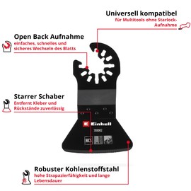 Original Einhell Scraper Rigid 52 mm (Durable Carbon Steel, Open Back Quick Change Function, Suitable for Multitools)