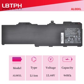 LBTECH HSTNN-IB9N HSTNN-OB1S L86155-AC1 L86212-001 AL08XL 15.44V 94WH 5930MAH Battery for HP ZBook Fury 17 G7 G8 15 G7 G8 Mobile Workstation Series Notebook