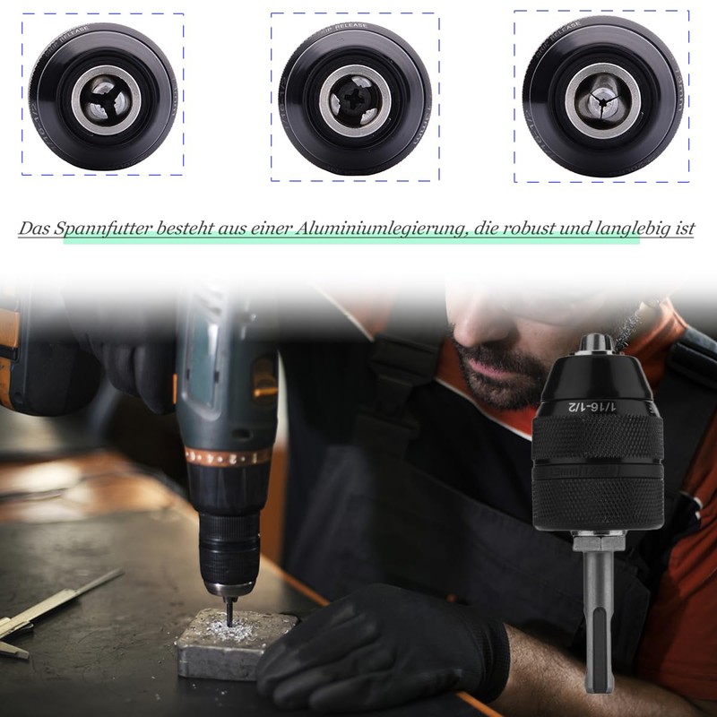 Moyata 2-13 mm Drill Chuck Adapter, Keyless Drill Chuck, 3