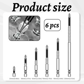 6 Pcs High Magnetic Screwdriver Drill Bit Set, Magnetic Screwdriver Bits, Anti-Slip High Magnetic Drill Bit Set Suitable for 25 50 65 70 90 150mm