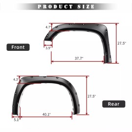 LEDKINGDOMUS Fender Flares Pocket Rivet Style for 07-13 Toyota Tundra Bolt on Smooth 4 PCS