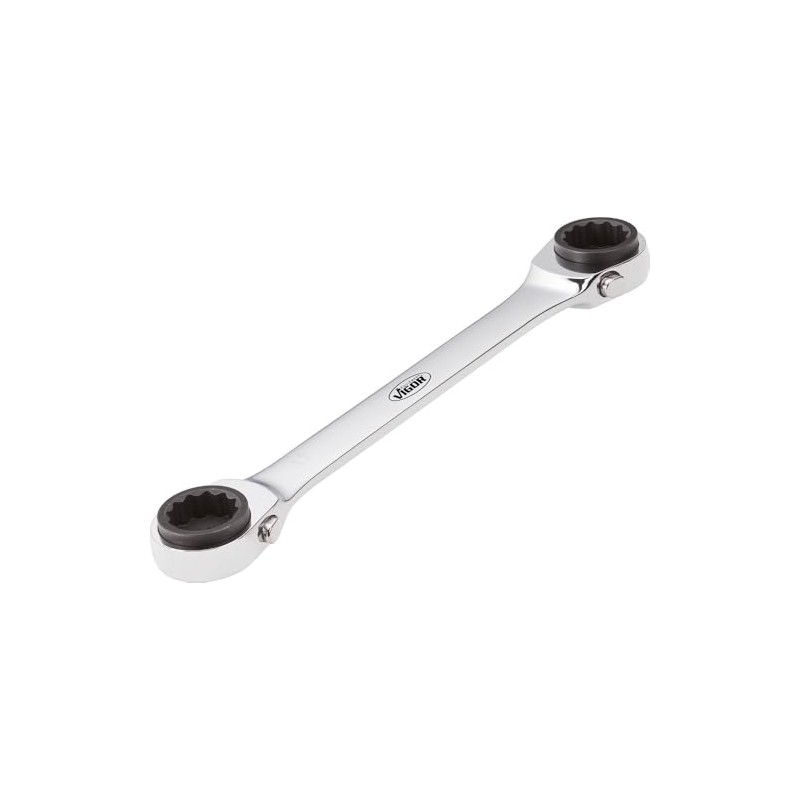 Vigor V2705 Double Ratcheting Box-End Wrench, 220 mm