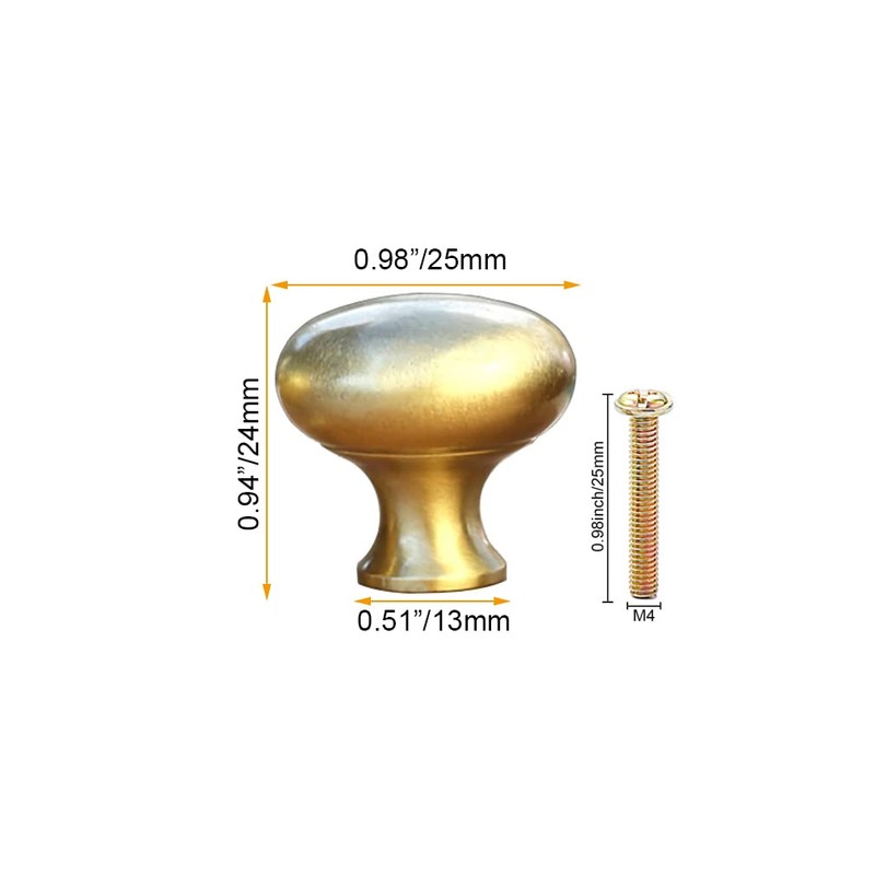 Tiazza 4pcs Solid Brass Knobs Antique Cabinet Drawer Small Pulls