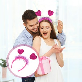 Frcolor Heart Shaped Cute Hair Hoop for Disguise Party Hair Ornaments Valentine's Day Party Hair Accessories Set of 2 (Color 1)