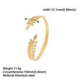 LIKGREAT Olive Leaf Bangle Bracelets Olive Branch Leaves Bracelet Bangle Peace Friendship Open Adjustable Bangles Stainless Steel Jewellery Gifts for Women Girls (Gold)