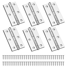 Pack of 6 Stainless Steel Hinges, 75 mm × 50 mm Stainless Steel Door Hinges, Door Hinge Hinge, Foldable Rear Hinges, Stainless Steel Piano Band, Stainless Steel Hinges Connector with 6 Mounting Holes