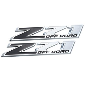 Aimoll 2pcs 10 Inch Big Chrome Z71 Off Emblems Replacement for GMC Chevy Silverado (Chrome Black)