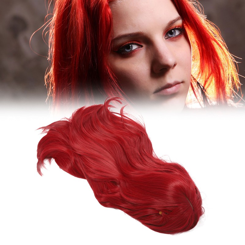 Red Long Straight Wigs with Bang Synthetic Heat Resistant Breathable