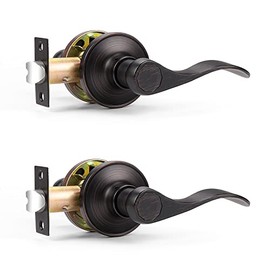 Probrico 2 Pack Door Levers Oil Rubbed Bronze Passage Door Handles Wave Style Keyless Door Handles Closet Hallway Interior Door Handles