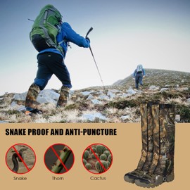 Agorizeo Leg Gaiters for Hiking 500D Fabric Waterproof Hunting Gaiters with Upgraded Foot Strap Adjustable Snow Boot Gaiters for Hiking Walking Skiing Hunting Mountain Climbing Snowshoeing (X-Large)