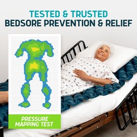 Lunderg Alternating Air Pressure Mattress Pad with Static Mode - Comfortable Bed Sore Prevention - Includes Waterproof Mattress Topper for Hospital Bed or Home & Quiet Pump - Recommended by Doctors