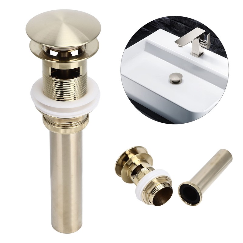 Pop Up Basin Drain Copper G1/4 Brushed Gold Corrosion Resistant