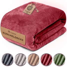 luxoon Fleece Blanket Fluffy Warm Winter - Cuddly Blanket for Cosy Winter Evenings, Ultra Soft and Warming, Ideal for Sofa and Bed, 100% Polyester, Colour Pack of 1, 130 x 150 cm, Bordeaux