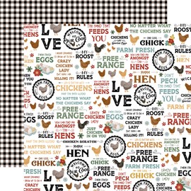Echo Park Paper Chickens: Free Range Phrases 12x12 Patterned Paper, Various