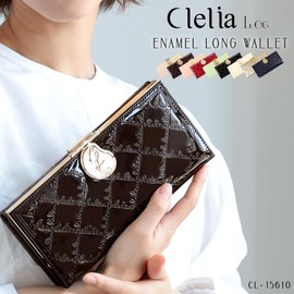 [Clelia] Women's Long Wallet, Clasp-style, Enamel, Flap, Large Capacity, Luce Series [CL-15610]
