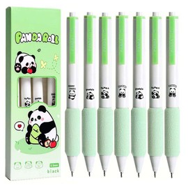 YHSMFCL Cute Cartoon Panda Retractable Gel Pen, 12 Pcs 0.5 mm Black Ink Kawaii Animal Bear Pens, Novelty Stationery Supplies