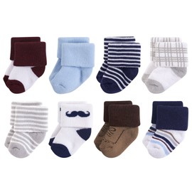 Little Treasure baby boys Newborn Casual Socks, Dapper Dude 8-pack, 0-6 Months US